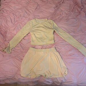 PacSun Yellow Long Sleeve Crop Top and Skirt Set